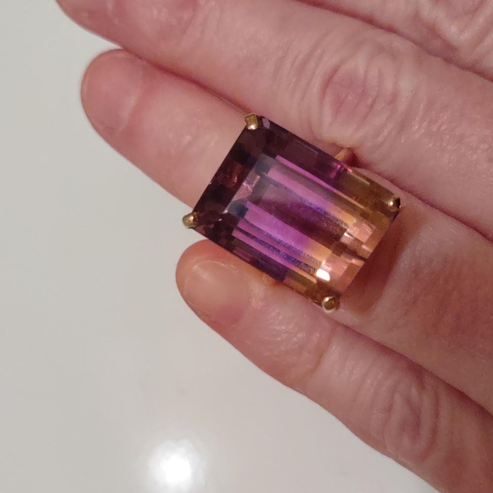 Ametrine ring 14kt yellow gold Large Statement Ring